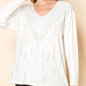 NWT Vocal white top with stone detail
